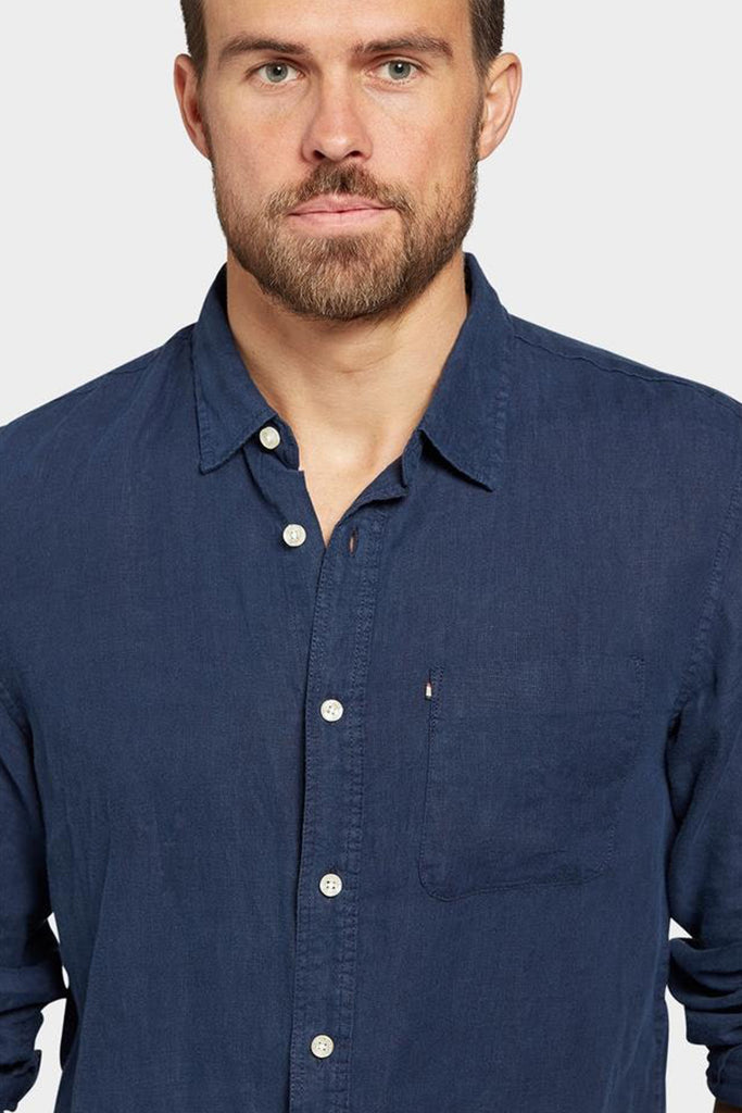 Hampton L/S Linen Shirt - Navy - Armadi - Academy Brand - Men
