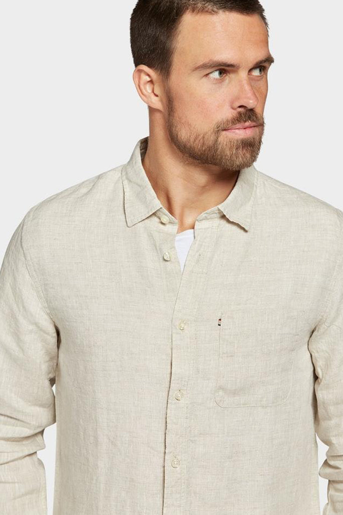 Hampton L/S Linen Shirt - Oatmeal - Armadi - Academy Brand - Men