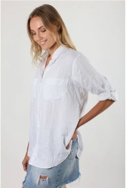 Boyfriend Linen Shirt - White - Armadi - Hut - Shirts