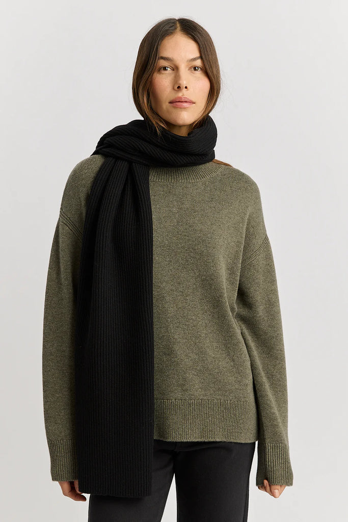 Fine Rib Scarf - Black - Armadi - Toorallie - Accessories