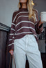 Lila Oversized Knit Crew - Chocolate Stripe - Armadi - Ceres Life - Knitwear