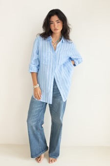 Boyfriend Linen Shirt -  Amalfi Stripe - Armadi - Hut - Shirts