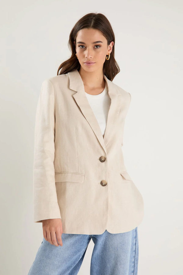 Pillar Linen 2 Button Blazer - Cream