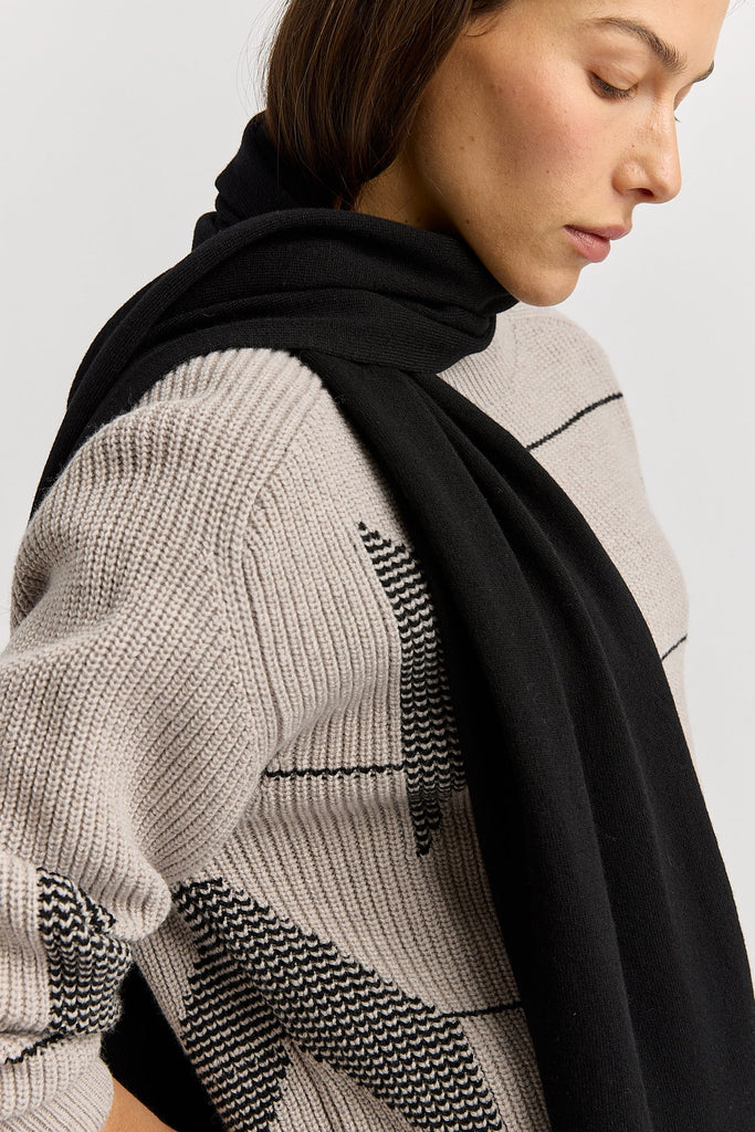 Extrafine Merino Scarf - Black - Armadi - Toorallie - Accessories