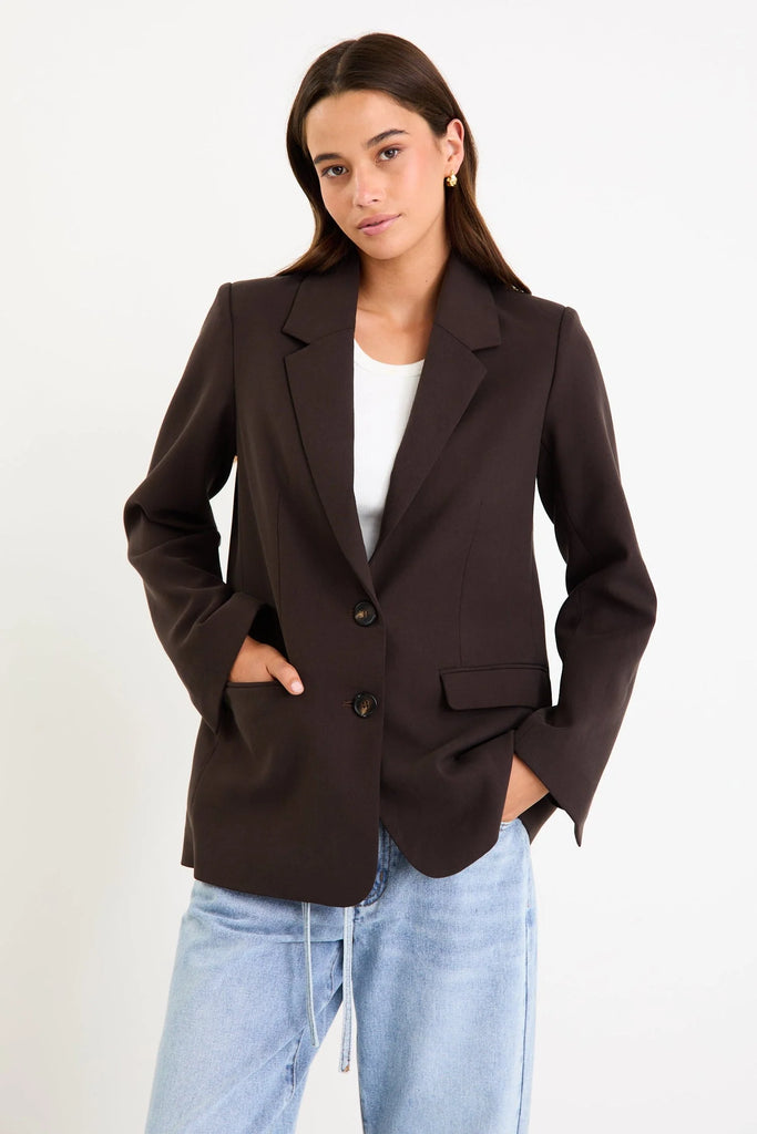 Diploma Two Button Vent Sleeve Blazer - Dark Chocolate - Armadi - Among the Brave - Jacket/Coat