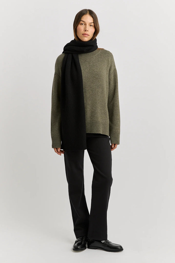 Fine Rib Scarf - Black - Armadi - Toorallie - Accessories