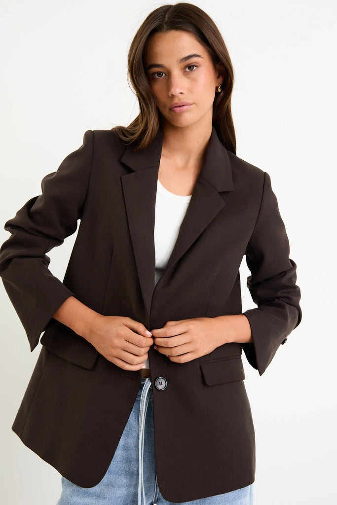Diploma Two Button Vent Sleeve Blazer - Dark Chocolate - Armadi - Among the Brave - Jacket/Coat