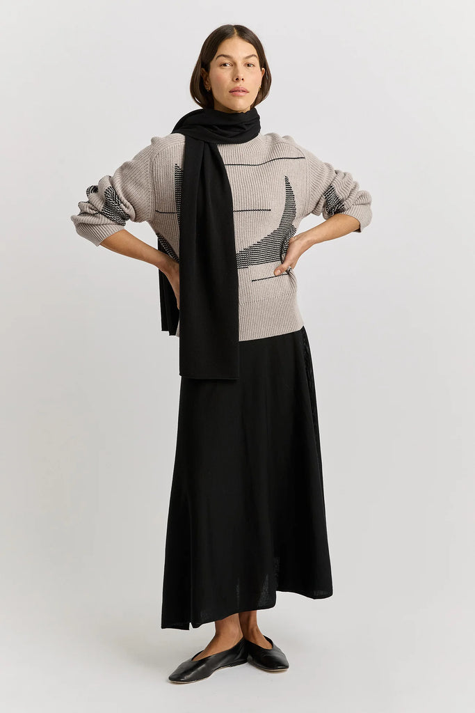 Extrafine Merino Scarf - Black - Armadi - Toorallie - Accessories