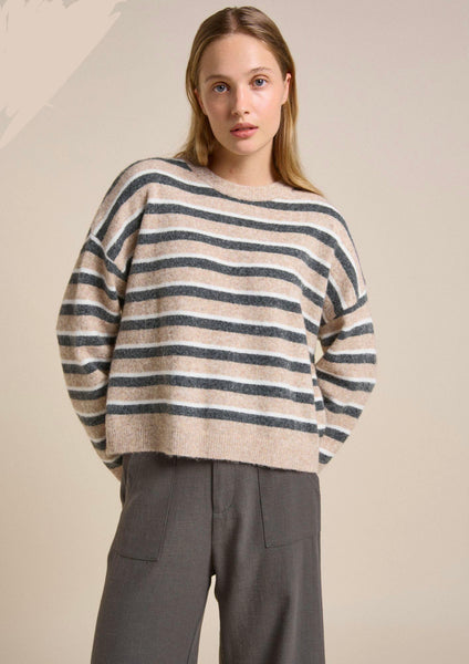 Otto Knit - Latte Stripe - Armadi - Little Lies - Knitwear