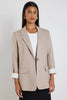 Dock Ramie Rolled Sleeve Blazer - Taupe - Armadi - Ivy & Jack - Jacket/Coat