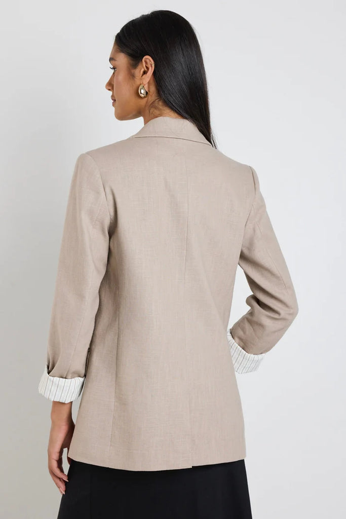 Dock Ramie Rolled Sleeve Blazer - Taupe - Armadi - Ivy & Jack - Jacket/Coat