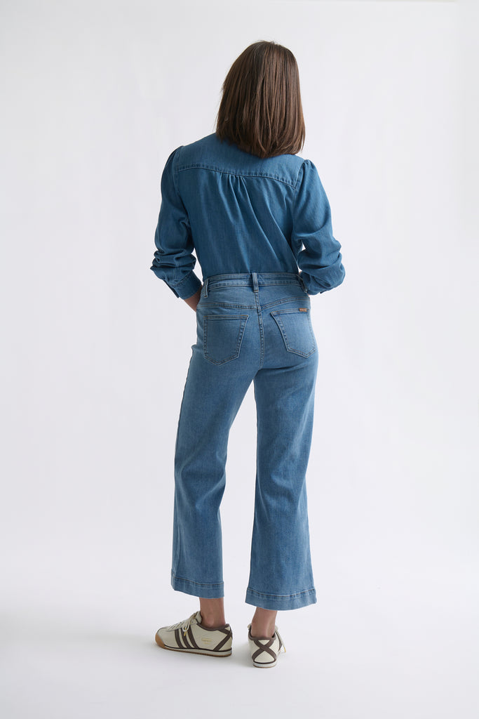 Freya Jean Leather Pocket - 70's Blue - Armadi - Kireina - Jeans