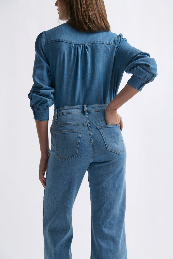 Freya Jean Leather Pocket - 70's Blue - Armadi - Kireina - Jeans