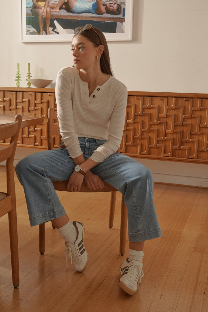 Freya Jean Leather Pocket - 70's Blue - Armadi - Kireina - Jeans