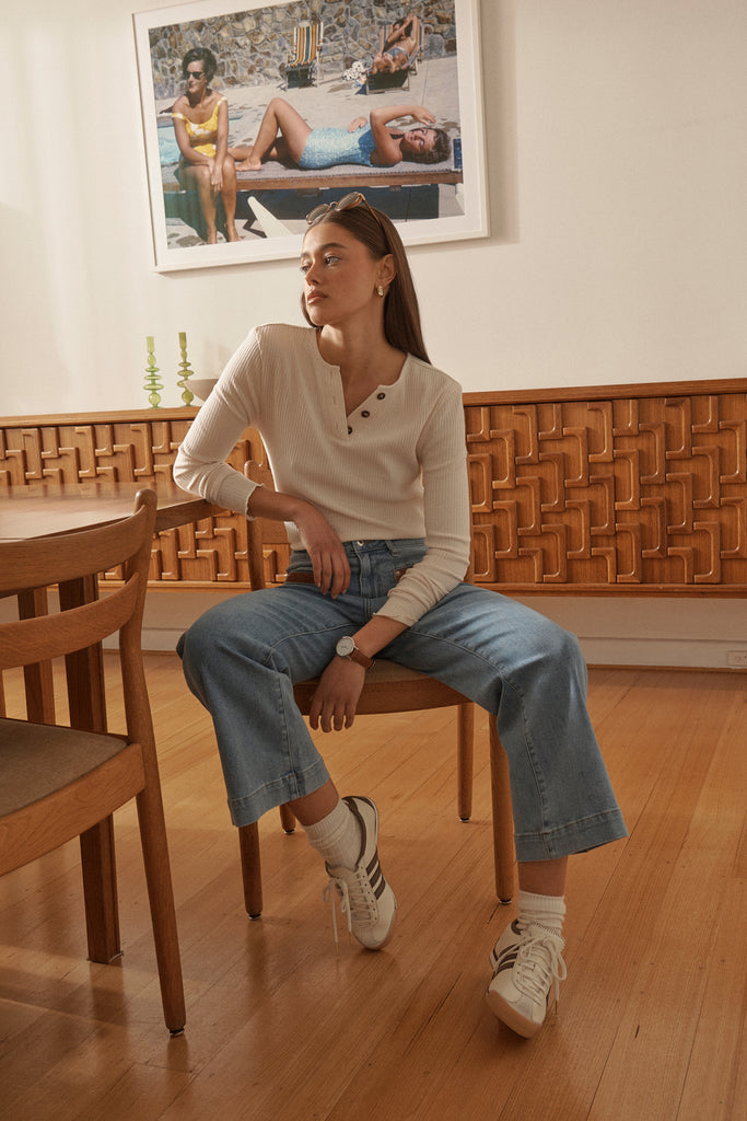 Freya Jean Leather Pocket - 70's Blue - Armadi - Kireina - Jeans