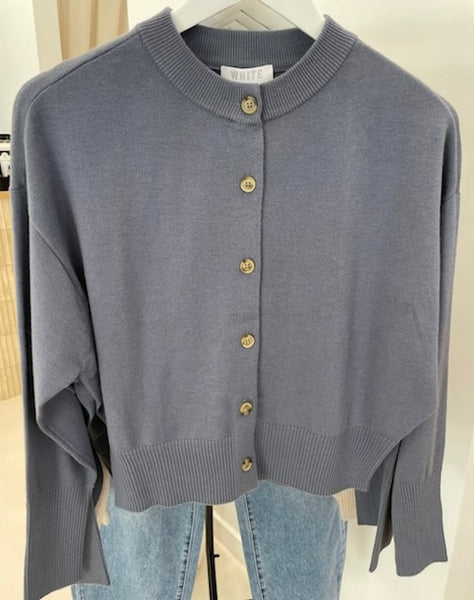 Dacey Cardigan - Indigo - Armadi - White by FTL - Knitwear