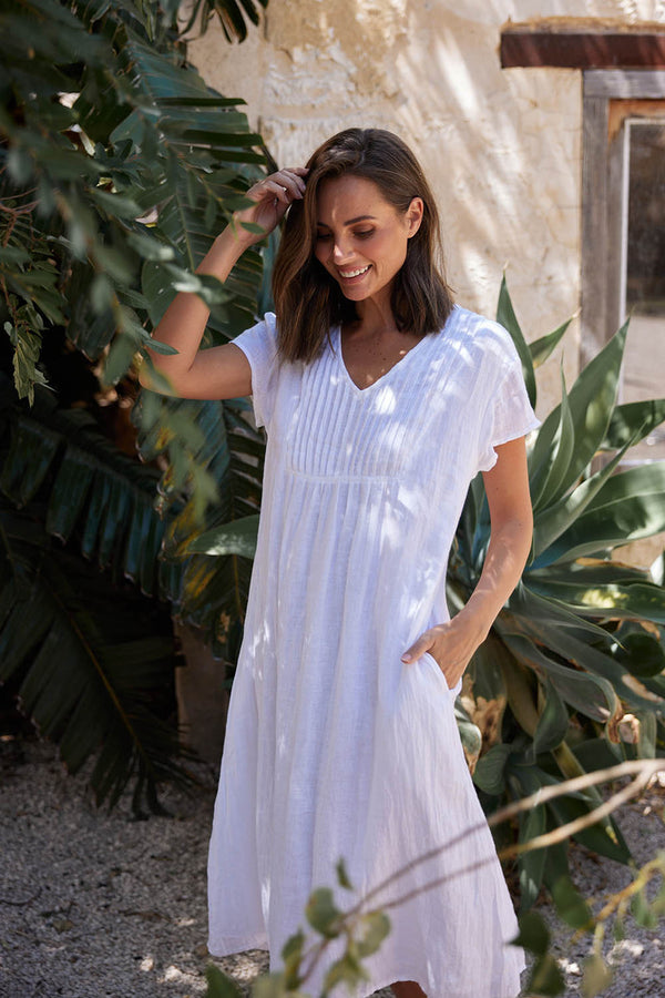 Alfresco Dress - White Linen