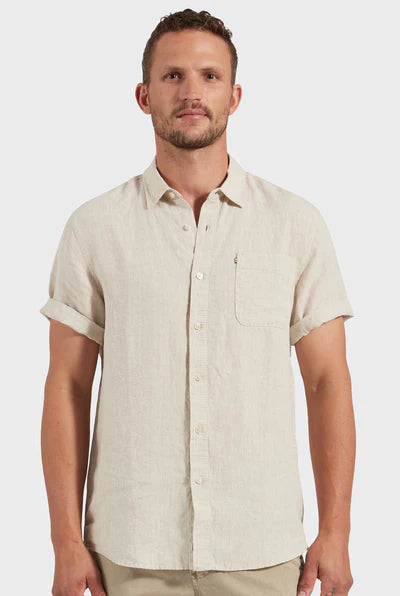 Hampton Linen S/S Shirt - Oatmeal - Armadi - Academy Brand - Men