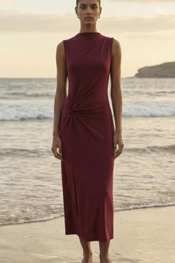 VELO TWIST MIDI DRESS -Shiraz
