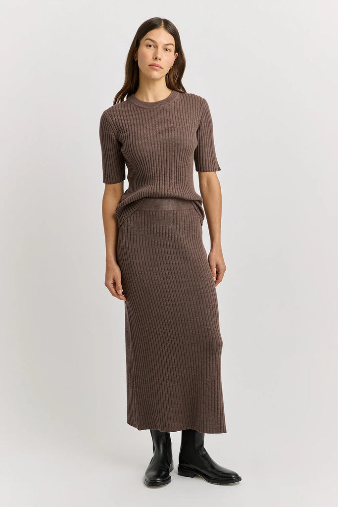 Rib Knit Top - Mocha - Armadi - Toorallie - Top