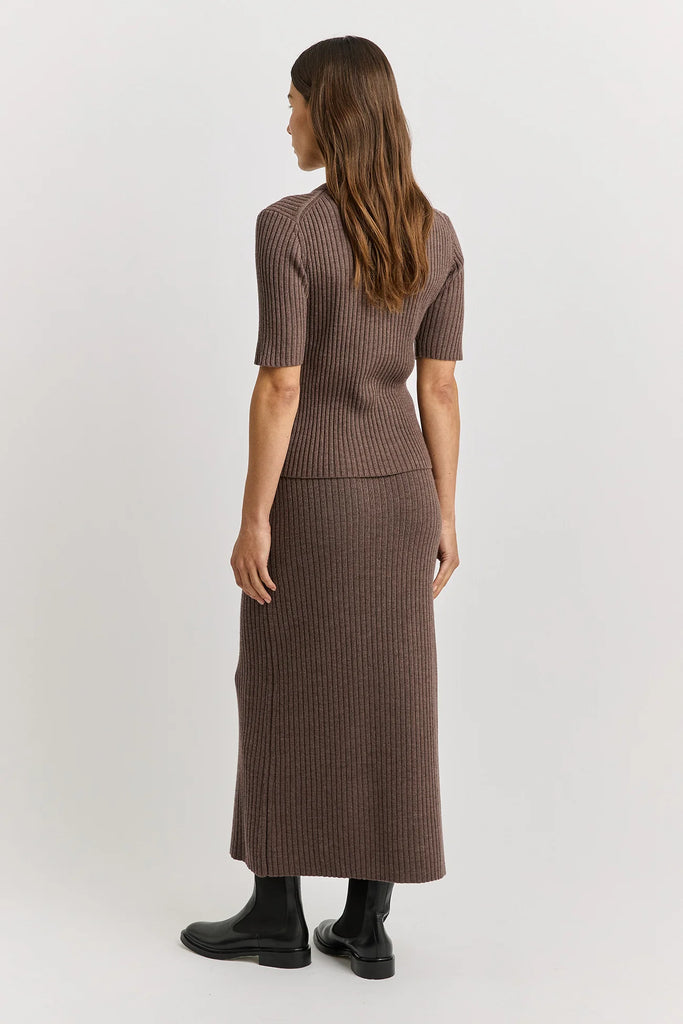 Rib Knit Top - Mocha - Armadi - Toorallie - Top