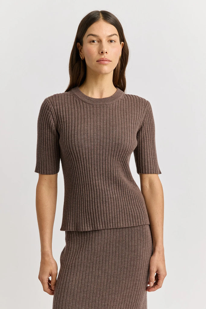 Rib Knit Top - Mocha - Armadi - Toorallie - Top
