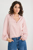 Premise Stripe High Neck Buttoned LS Top - Blush - Armadi - Ivy & Jack - Top