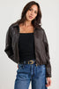 Troupe PU Leather Zip Through Bomber Jacket - Chocolate - Armadi - Stories be Told - Jacket/Coat