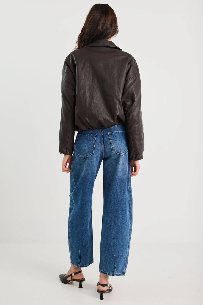 Troupe PU Leather Zip Through Bomber Jacket - Chocolate - Armadi - Stories be Told - Jacket/Coat