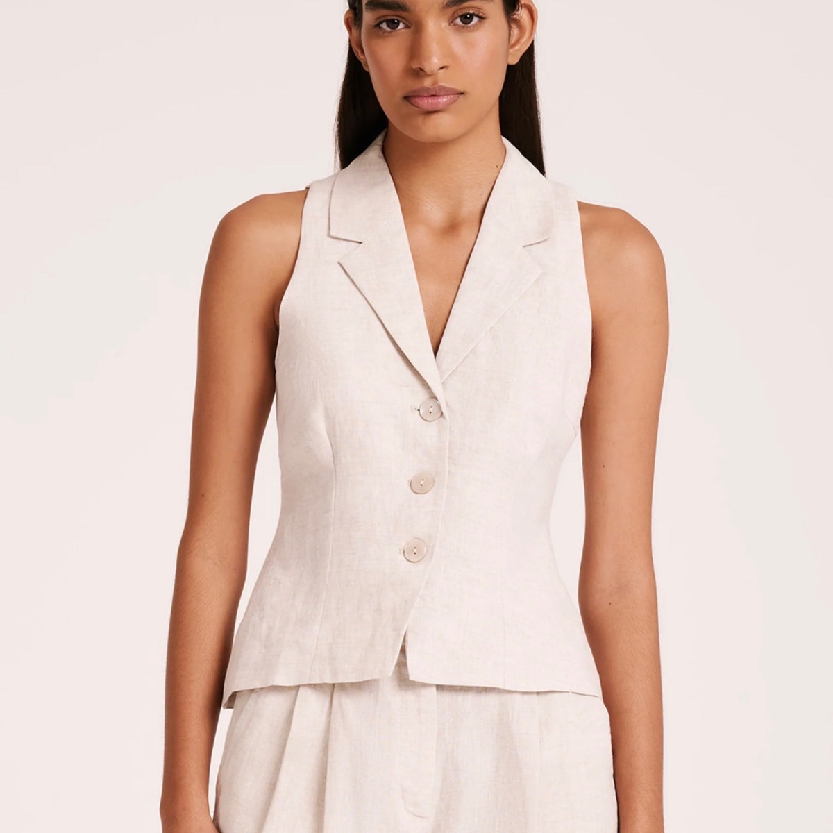 Thilda Linen Vest Natural Armadi