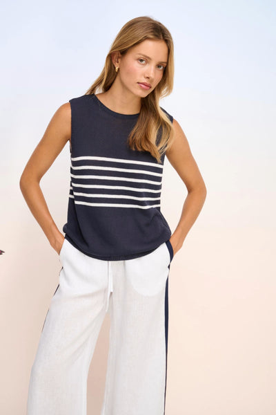 Placement Stripe Tank - Navy/White - Armadi - Little Lies - Top