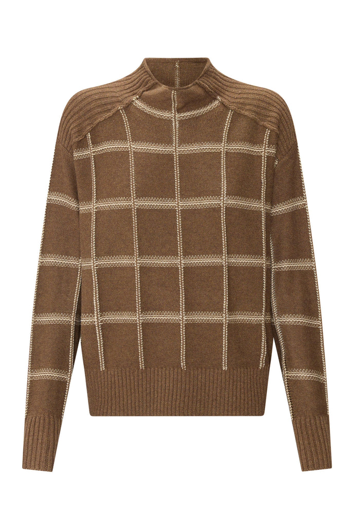 Sable Funnel Neck Knit - Choc/Pebble - Armadi - P O L - Knitwear