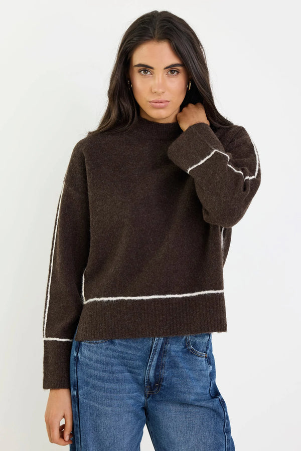 Quest Contrast Jumper - Chocolate - Armadi - Stories be Told - Knitwear