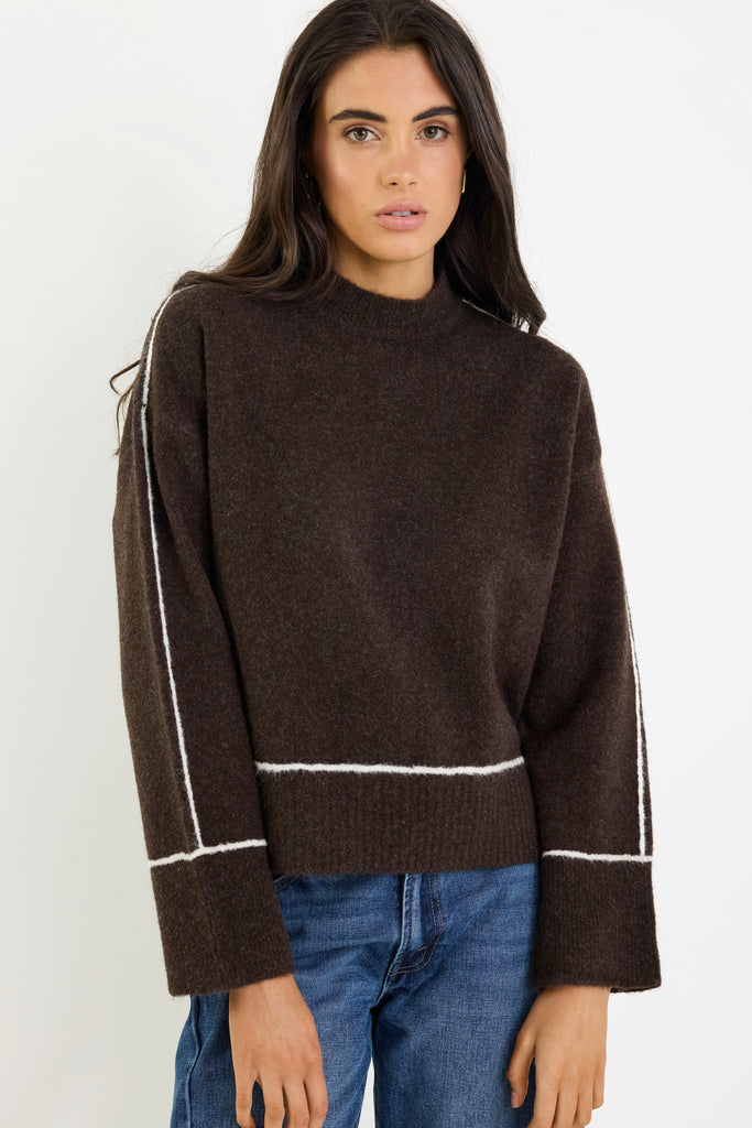 Quest Contrast Jumper - Chocolate - Armadi - Stories be Told - Knitwear