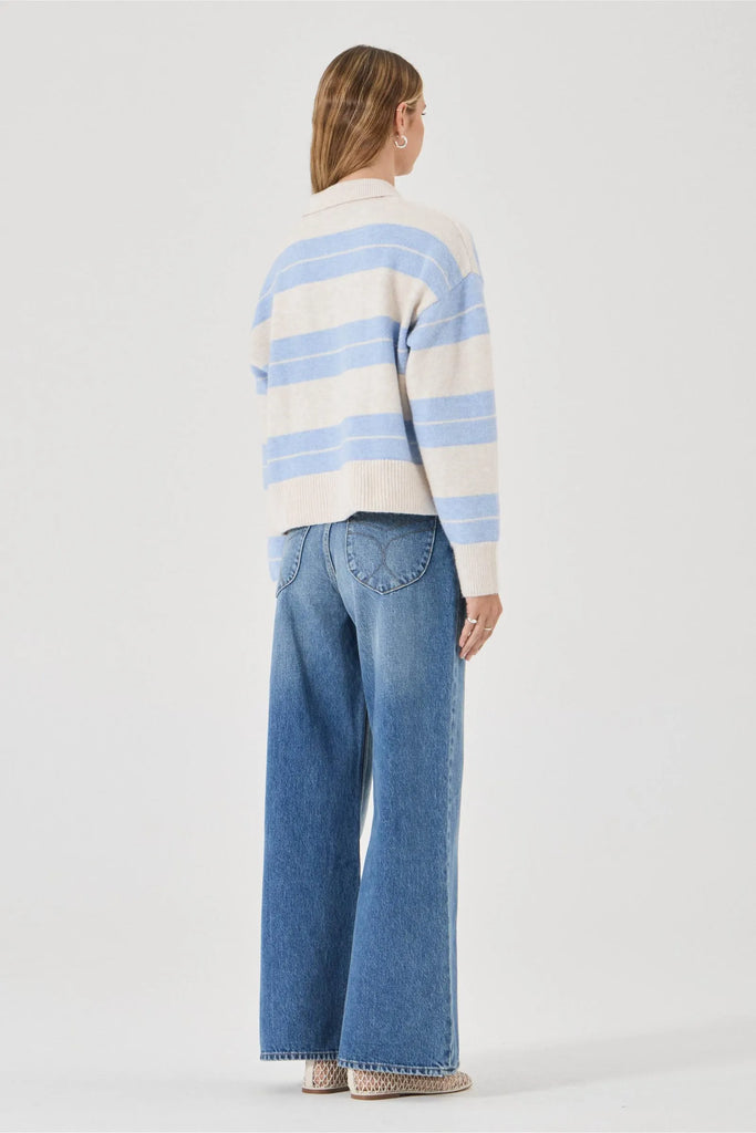 Sofia Stripe Polo - Soft Blue - Armadi - Rolla's - Knitwear