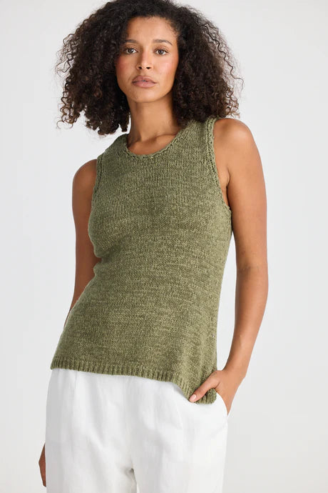 Saffron Knit Tank - Khaki