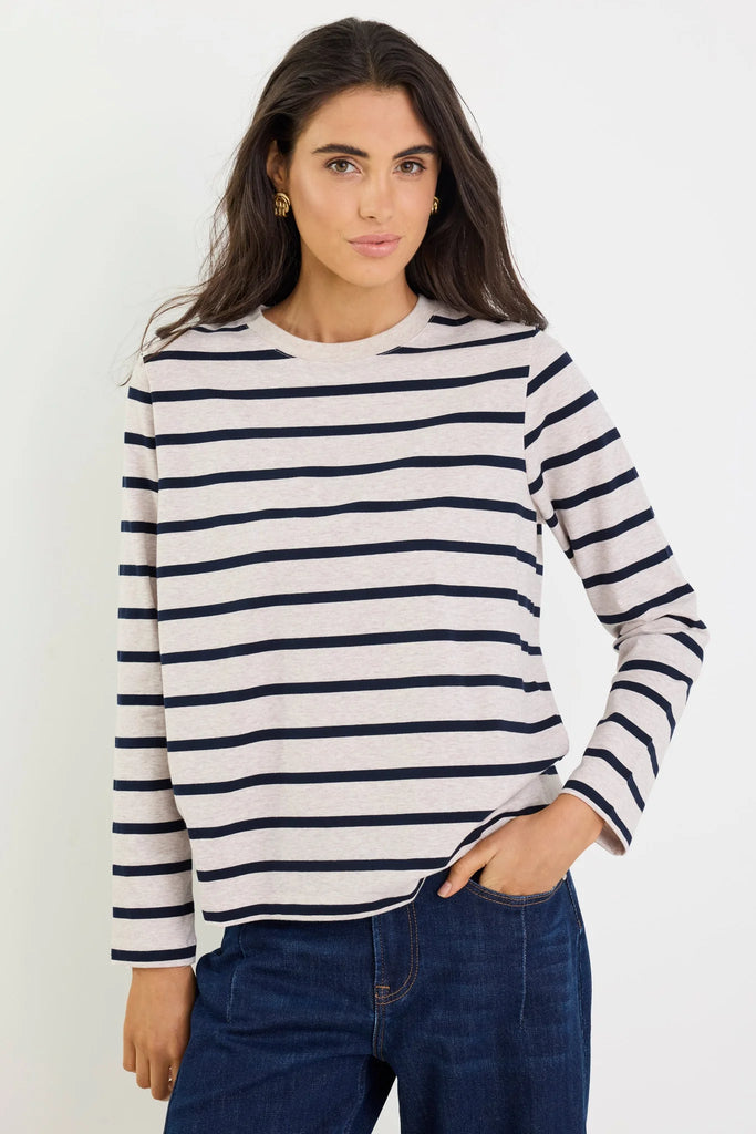 Tether L/S Boxy Tee - Ecru/Navy Stripe - Armadi - Re:Union Label - Tee