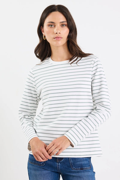 Tether L/S Boxy Tee - Khaki/White Stripe - Armadi - Re:Union Label - Tee