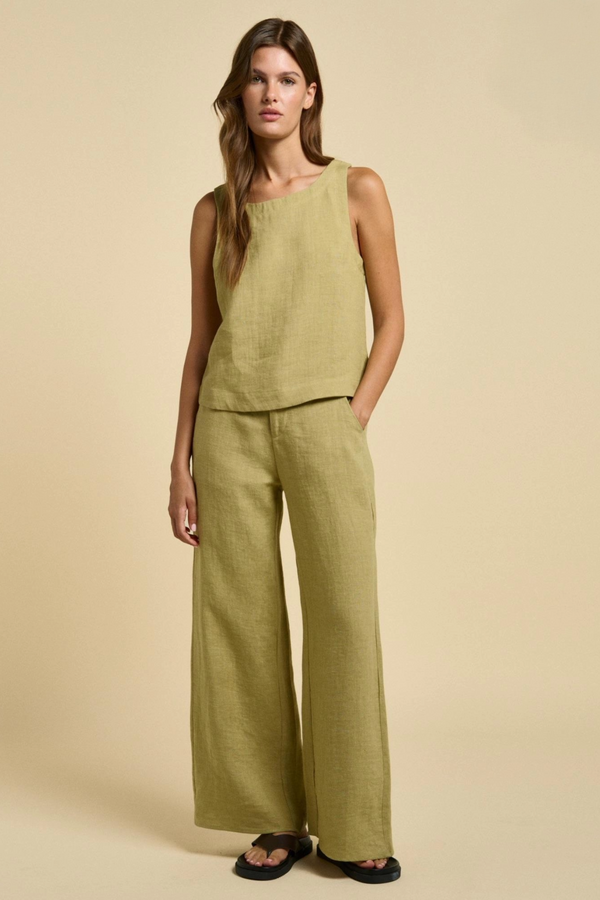 Della Linen Pants - Pistachio