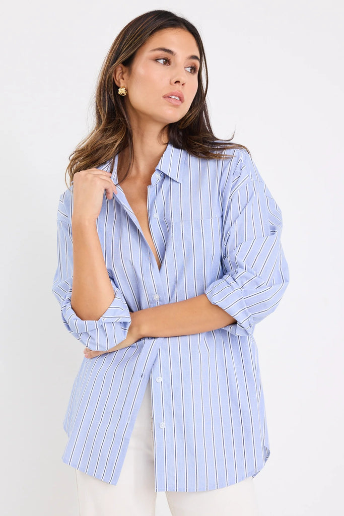 You Got This Boyfriend Shirt - Blue/Navy Stripe - Armadi - Stories be Told - Shirts
