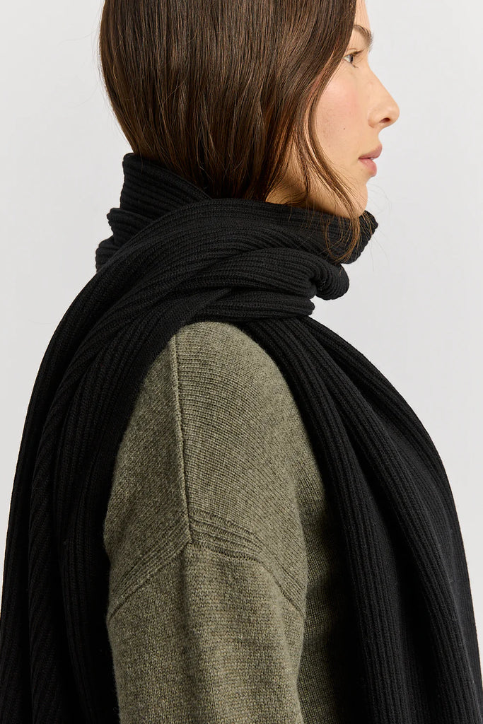 Fine Rib Scarf - Black - Armadi - Toorallie - Accessories