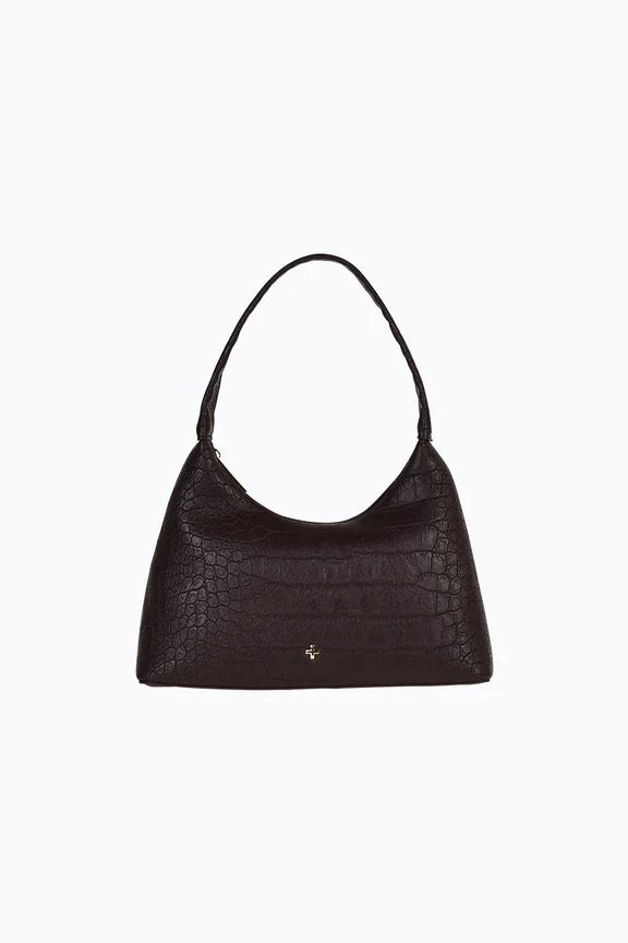 Sweetie Shoulder Bag - Chocolate Croc/Gold