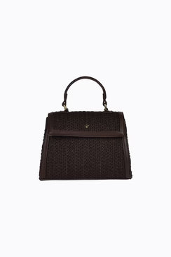 Jakki Mini Top Handle Bag - Choc Raffia