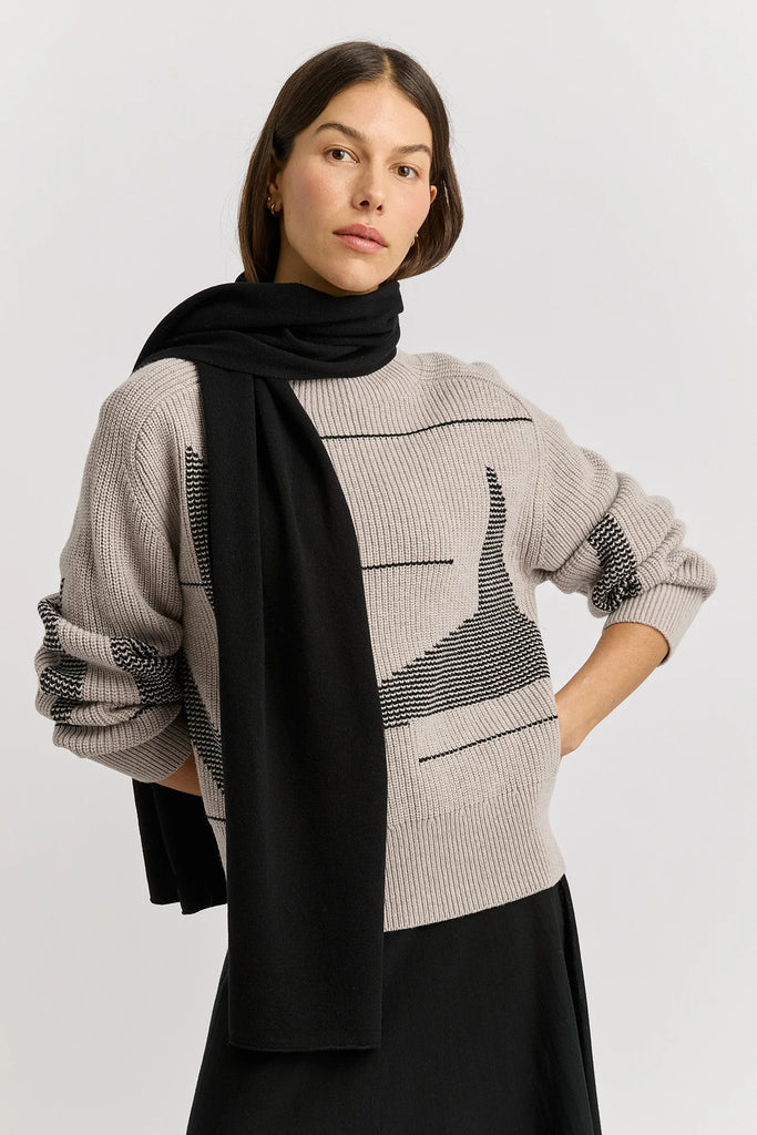 Extrafine Merino Scarf - Black - Armadi - Toorallie - Accessories