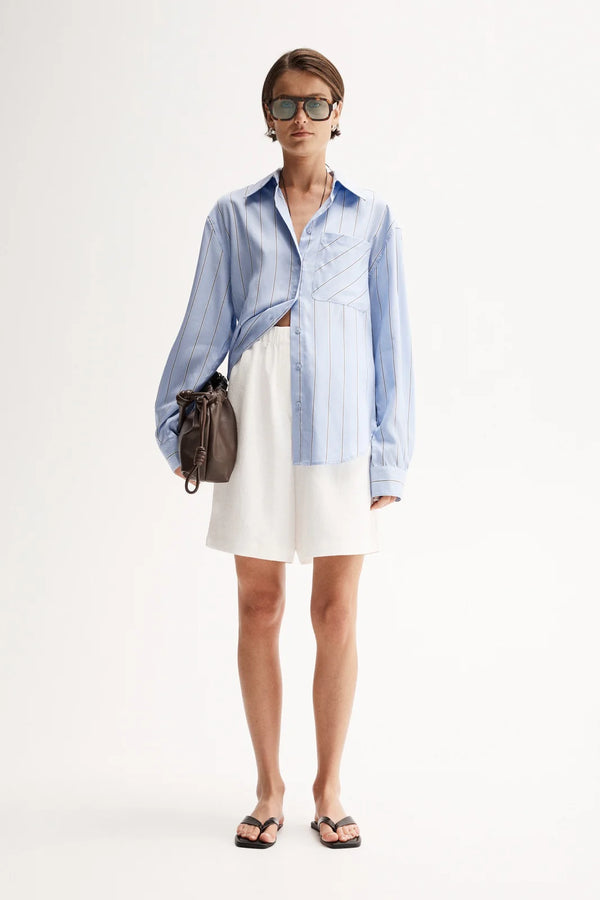 Henry Stripe Shirt - Blue Stripe
