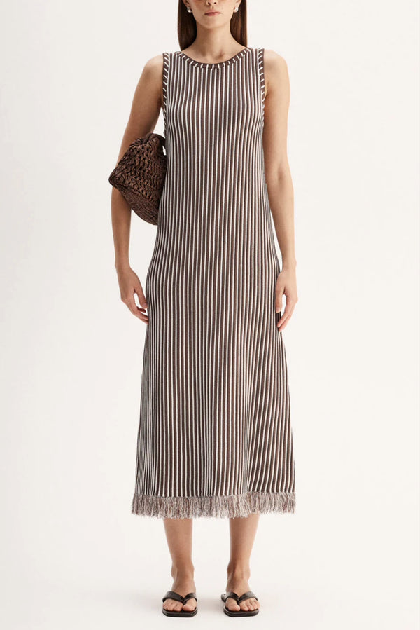 Alessandra Maxi Dress - Chocolate Stripe