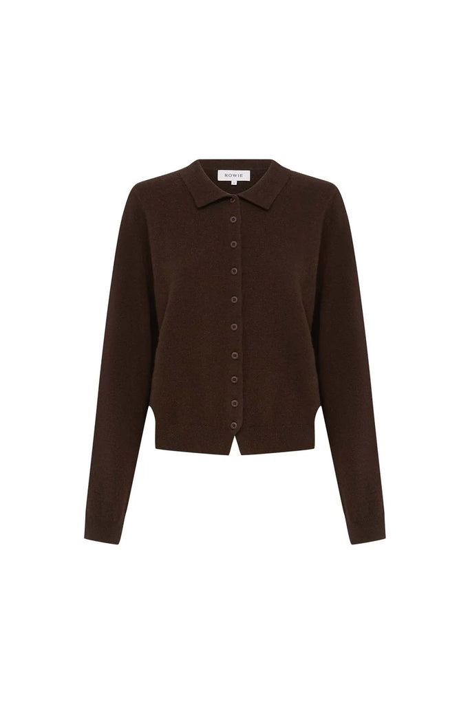 Celia Merino Knit Cardigan - Dark Cocao - Armadi - Rowie - Knitwear