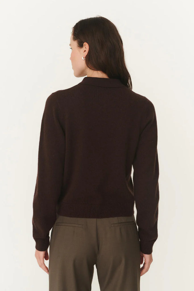 Celia Merino Knit Cardigan - Dark Cocao - Armadi - Rowie - Knitwear