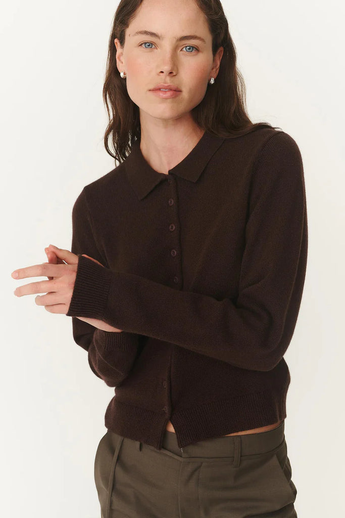 Celia Merino Knit Cardigan - Dark Cocao - Armadi - Rowie - Knitwear