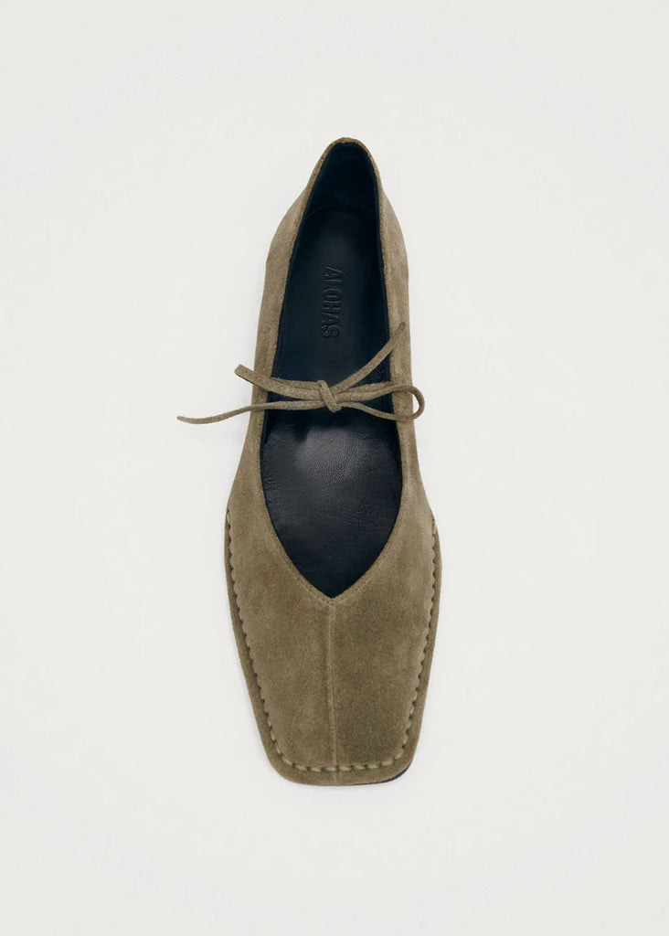 Sway Suede Leather Ballet Flats - Khaki - Armadi - Alohas - Shoes